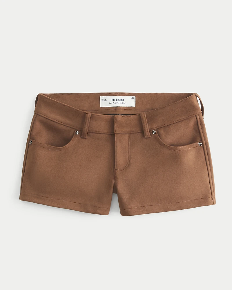 Low-Rise Faux Suede Shortie Shorts