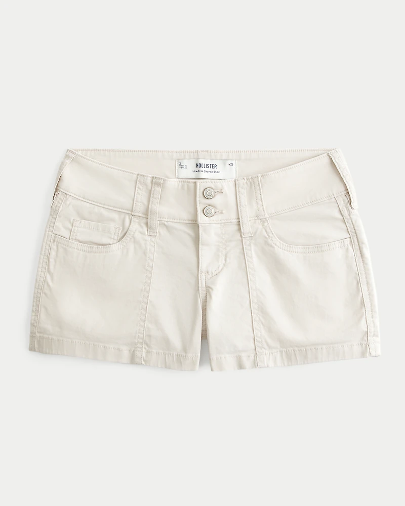 Low-Rise Floral Back Pocket Poplin Shortie Shorts