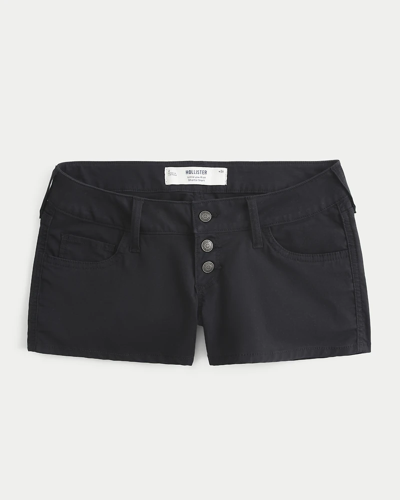 Ultra Low-Rise Twill Shortie Shorts