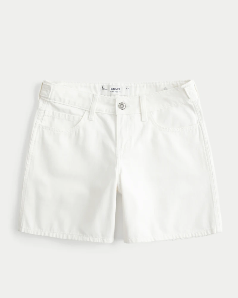 Low-Rise White Adjustable Waistband Baggy Jort