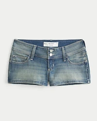 Ultra Low-Rise Medium Wash Shortie Shorts