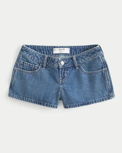 Low-Rise Medium Wash Denim Mini Shorts