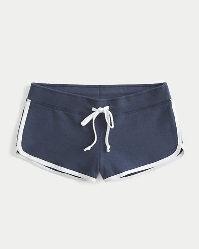 Embroidered Hibiscus Graphic Fleece Shortie Shorts