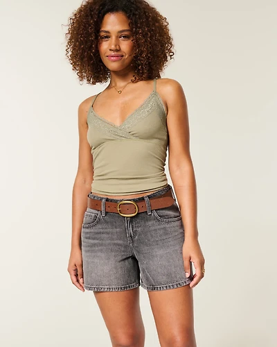 Curvy Low-Rise Grey Baggy Jean Shorts
