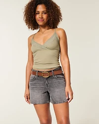 Curvy Low-Rise Grey Baggy Jean Shorts