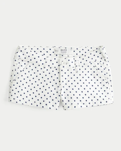 Ultra Low-Rise Twill Polka Dot Shortie Shorts