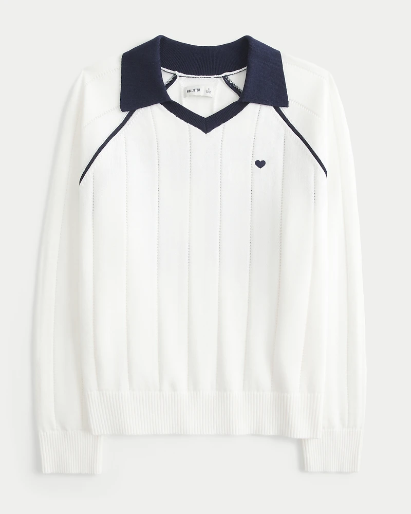 Easy Long-Sleeve Sweater Polo