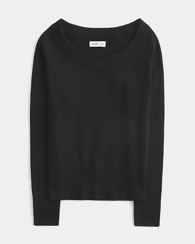 Wide V-Neck Raglan Sweater