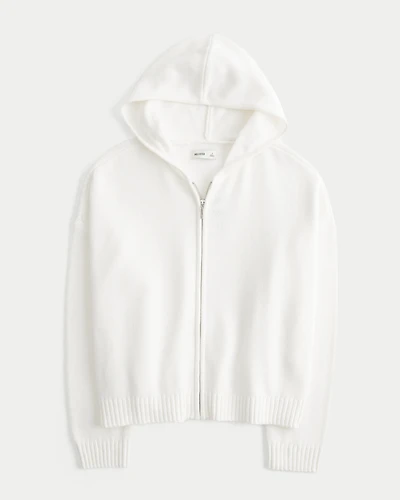 Boxy Zip-Up Sweater Hoodie