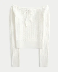 Off-the-Shoulder Cable-Knit Sweater