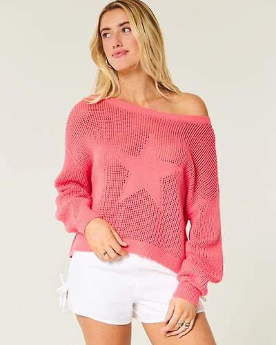 Easy Stitchy Graphic Slouchy Crew Sweater