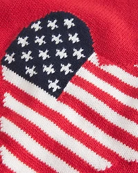 Easy Off-the-Shoulder Heart Flag Graphic Sweater