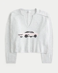 Hollister Comfy Cloud Graphic Notch-Neck Sweater
