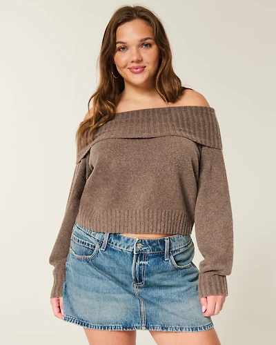 Hollister Comfy Cloud Foldover Off-the-Shoulder Sweater