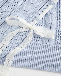 Bow-Sleeve Cable-Knit Sweater