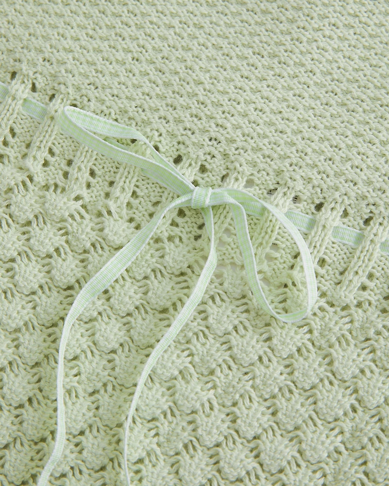 Crochet-Style Strapless Sweater Tube Top