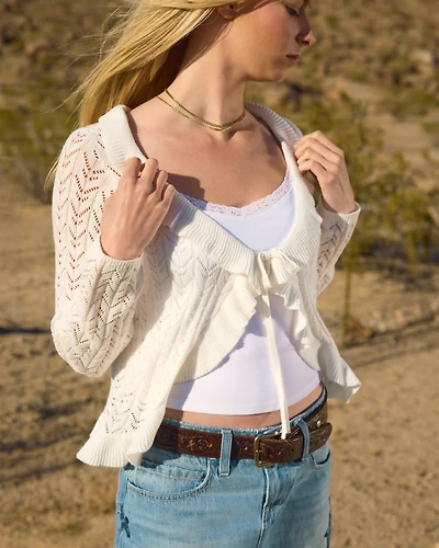 Ruffle Tie-Front Cardigan