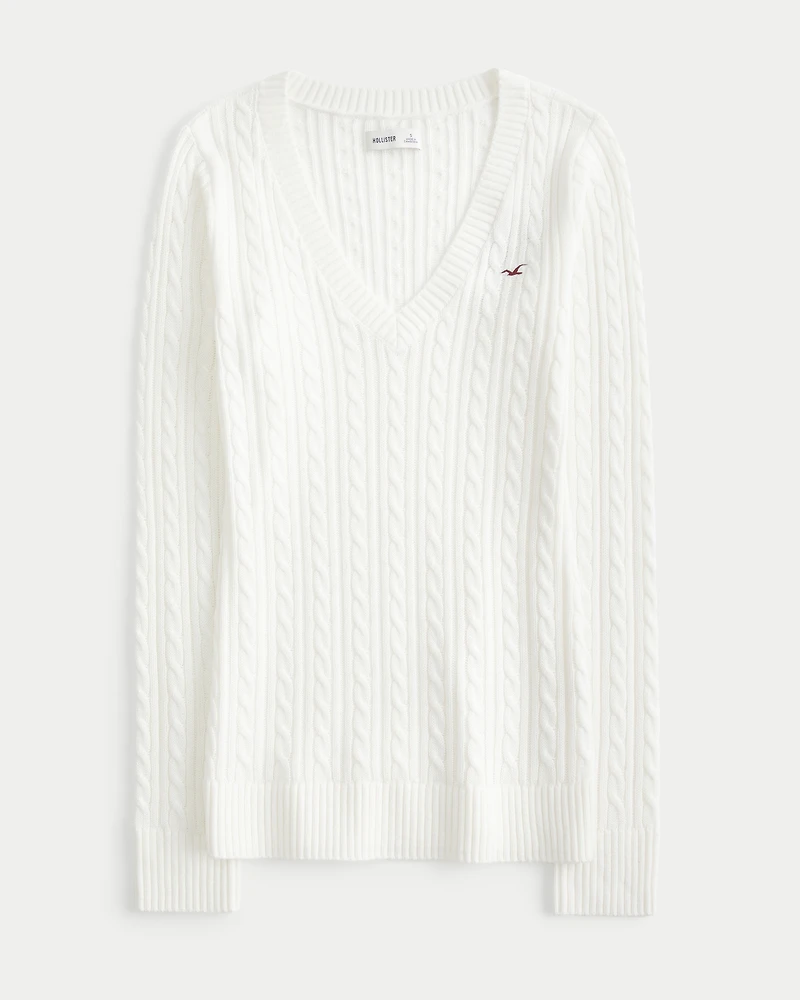 Cable-Knit Icon V-Neck Sweater