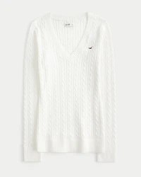 Cable-Knit Icon V-Neck Sweater