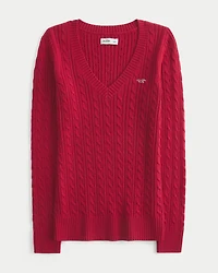 Cable-Knit V-Neck Icon Sweater