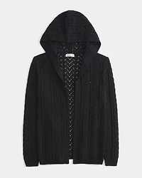 Stitchy Hooded No-Close Cardigan
