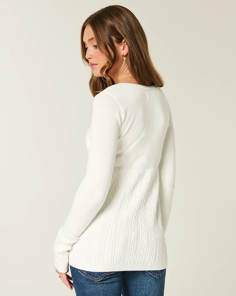 Easy Long-Sleeve Square-Neck Babydoll Sweater