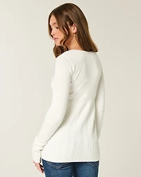 Easy Long-Sleeve Square-Neck Babydoll Sweater