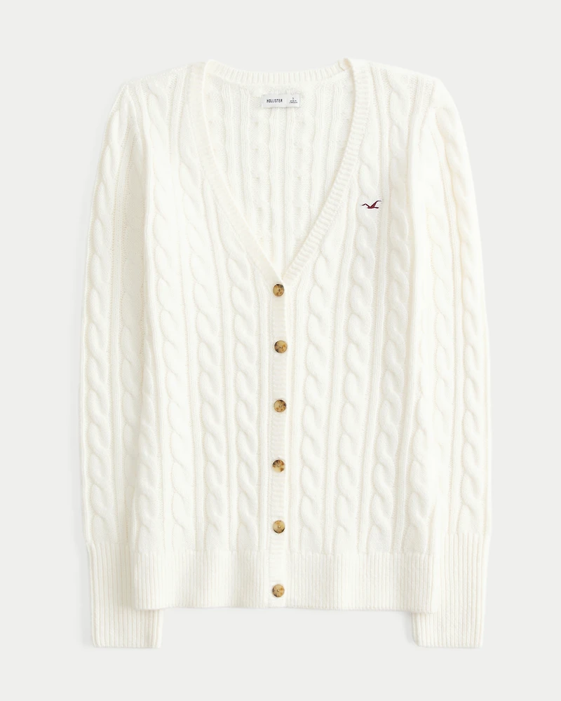 Cable-Knit Icon V-Neck Cardigan