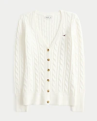 Cable-Knit Icon V-Neck Cardigan