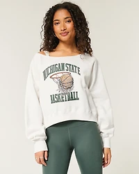 Easy Off-the-Shoulder Michigan State Graphic Sweatshirt