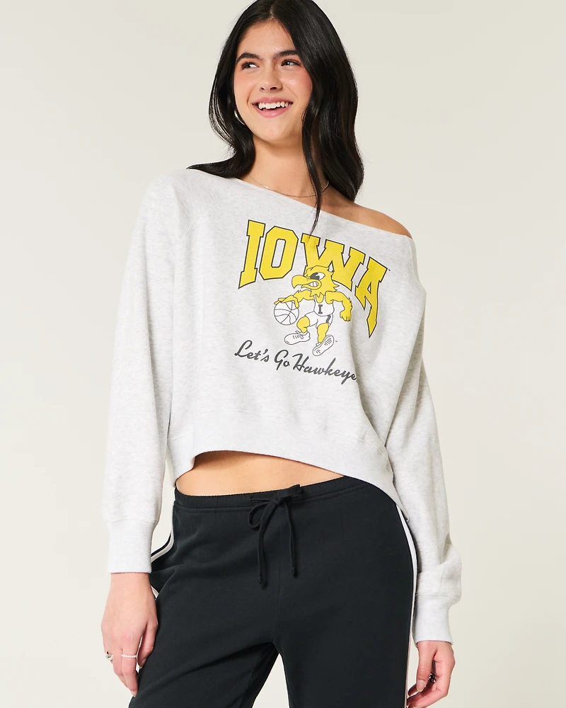 Easy Off-the-Shoulder Iowa Hawkeyes Graphic Sweatshirt