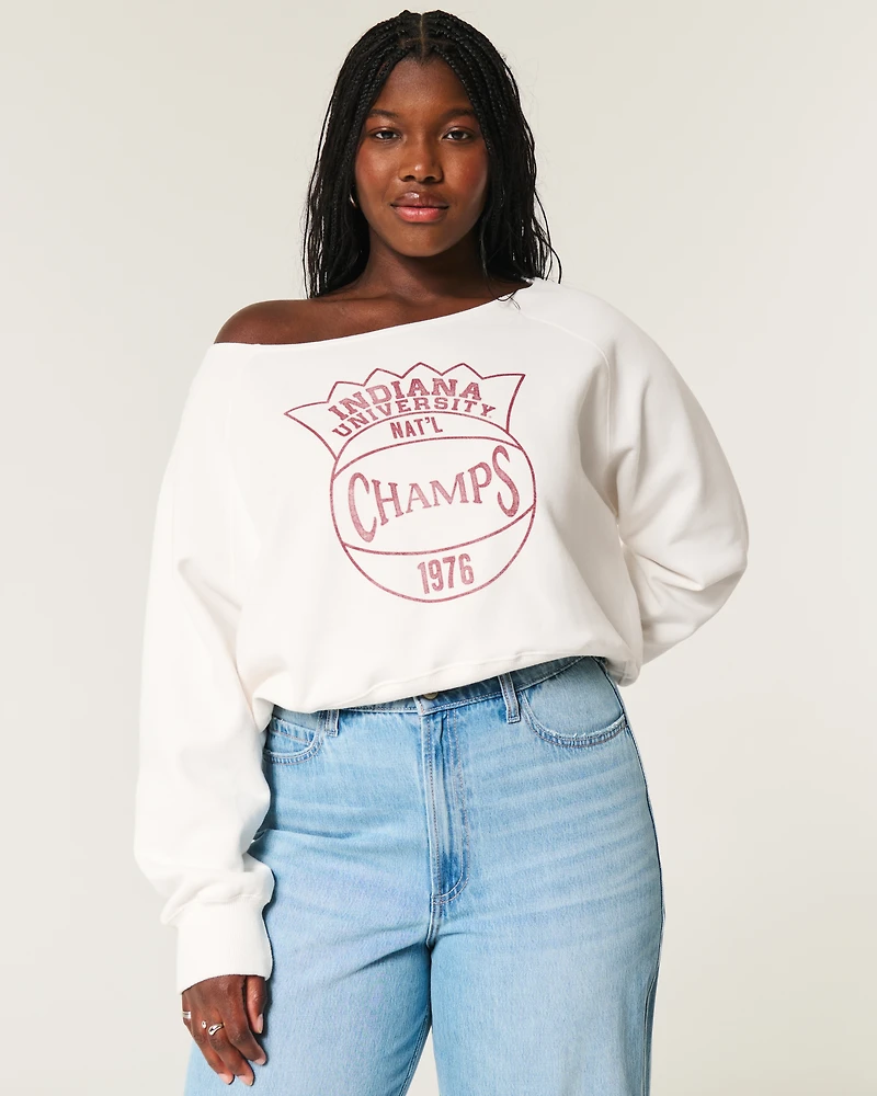 Easy Off-the-Shoulder Indiana University Graphic Sweatshirt