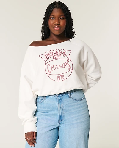 Easy Off-the-Shoulder Indiana University Graphic Sweatshirt