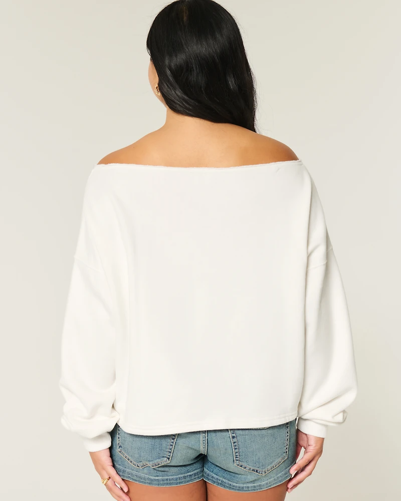 Easy Double Off-the-Shoulder Miami Graphic Sweatshirt