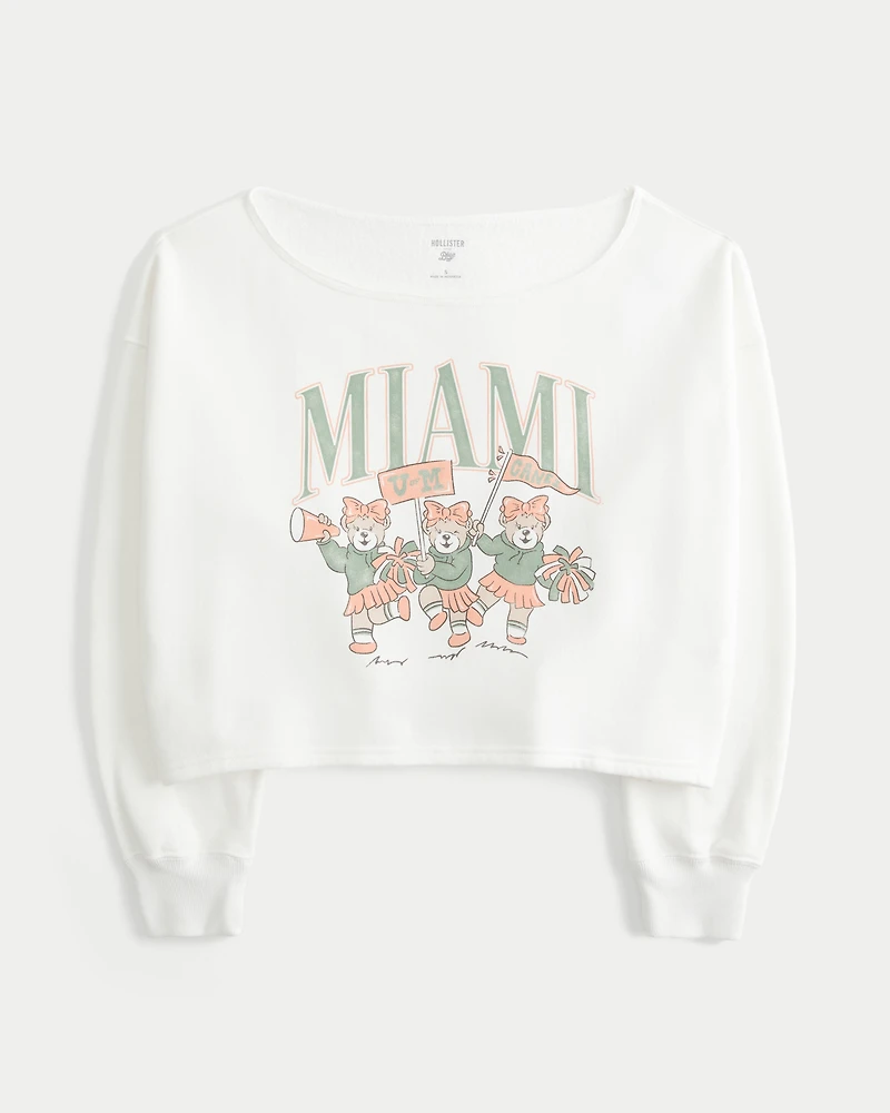 Easy Double Off-the-Shoulder Miami Graphic Sweatshirt