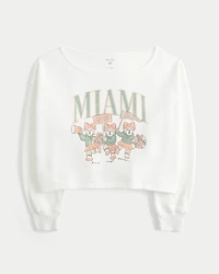 Easy Double Off-the-Shoulder Miami Graphic Sweatshirt