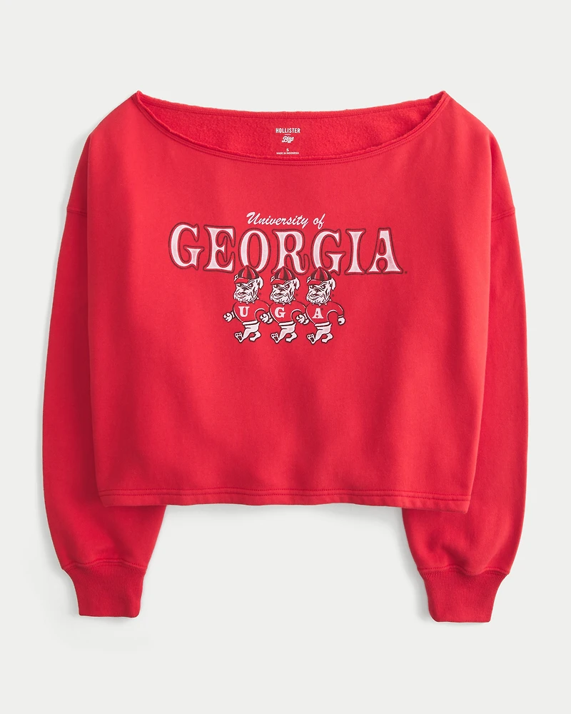 Easy Double Off-the-Shoulder University of Georgia Graphic Sweatshirt