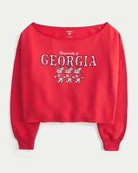 Easy Double Off-the-Shoulder University of Georgia Graphic Sweatshirt
