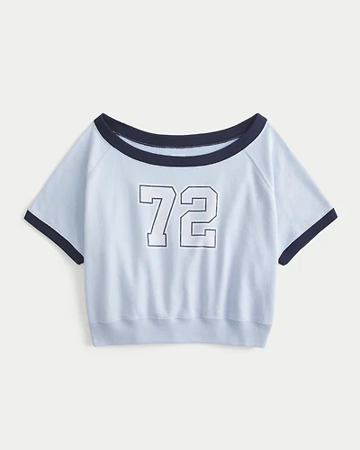 Easy Short-Sleeve Terry Fleece Graphic Sweatshirt