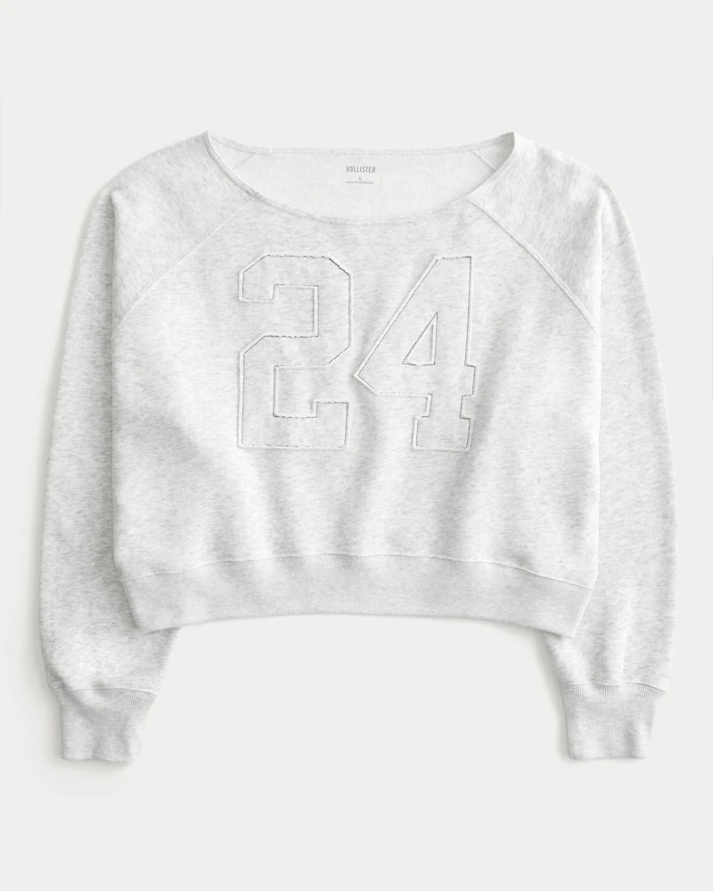 Easy Off-the-Shoulder Number Graphic Sweatshirt