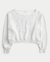 Easy Off-the-Shoulder Number Graphic Sweatshirt