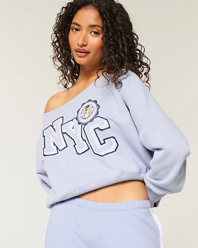 Easy Off-the-Shoulder NYC Graphic Sweatshirt