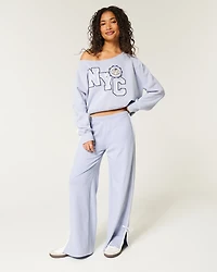 Easy Off-the-Shoulder NYC Graphic Sweatshirt