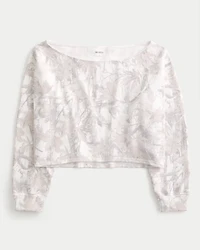 Easy Double Off-the-Shoulder Camo Pattern Sweatshirt