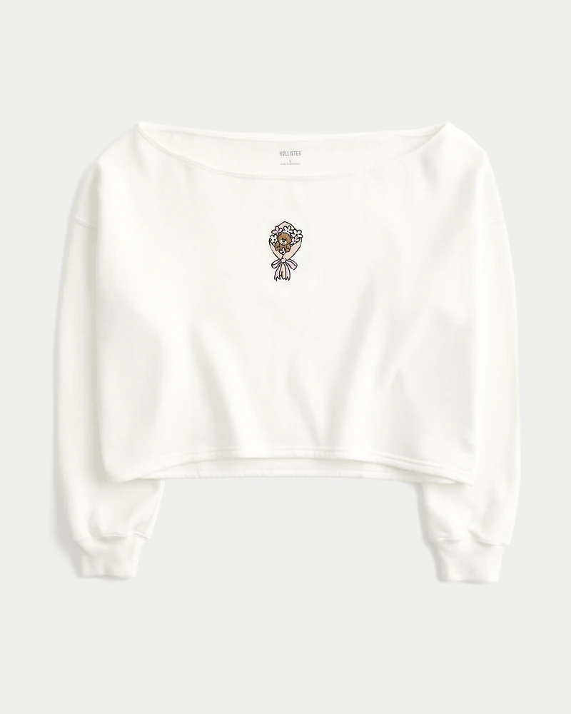 Easy Graphic Double Off-the-Shoulder Sweatshirt