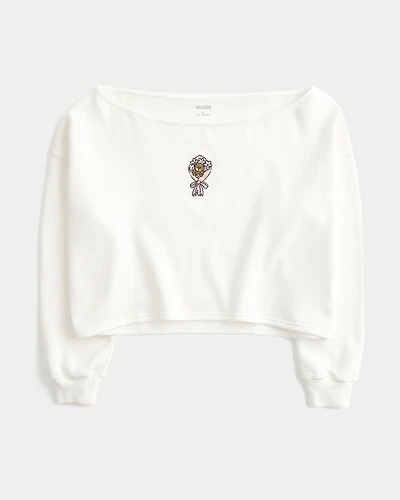 Easy Graphic Double Off-the-Shoulder Sweatshirt