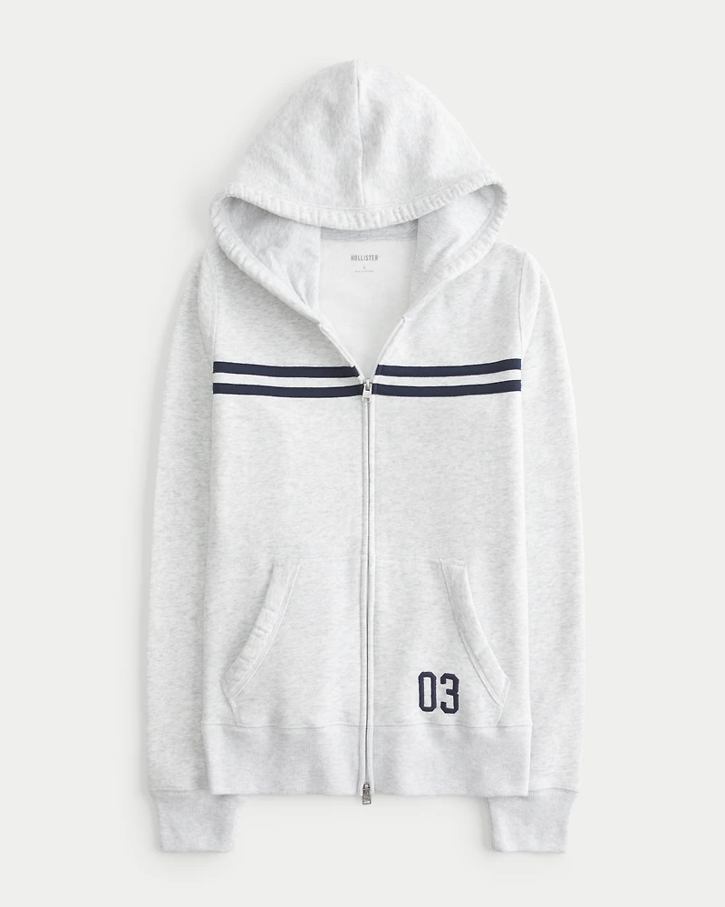 Slim Striped Zip-Up Hoodie