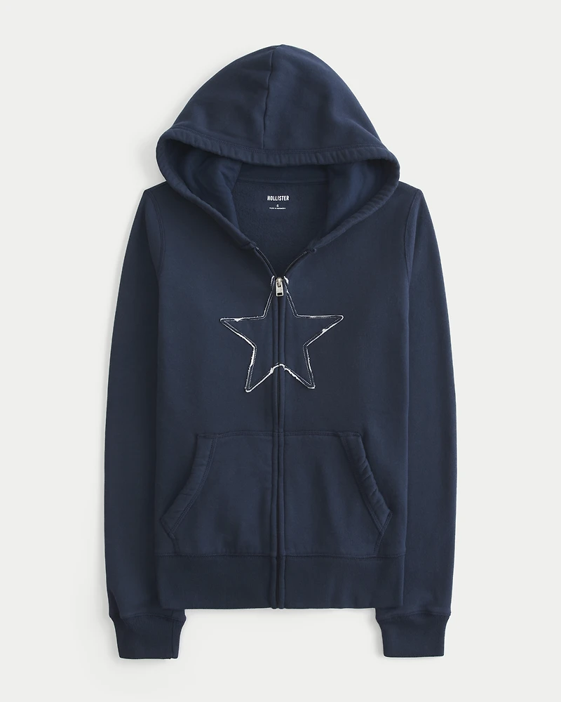 Star Graphic Zip-Up Hoodie