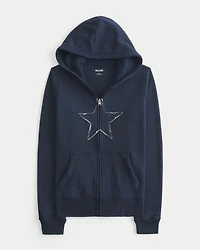 Star Graphic Zip-Up Hoodie