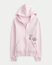 Rose Graphic Zip-Up Hoodie